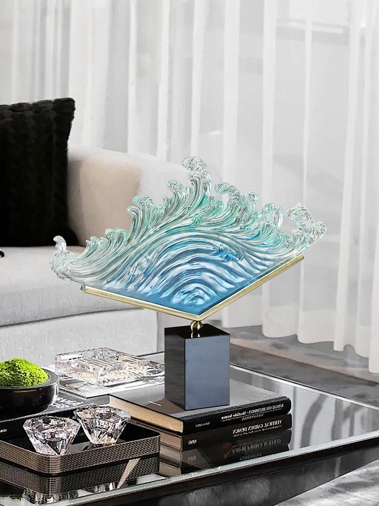 Resin Art Gift For Wedding - Transparent Gradient Ocean Wave Resin Sculpture