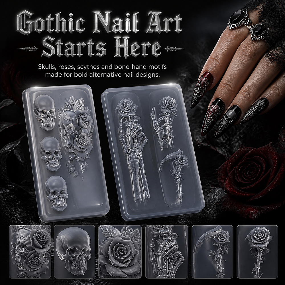 2Pcs Set Dark Rose Skull Silic - đánh giá và giá Resin Art Template