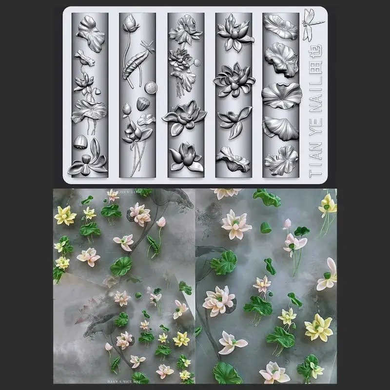 Flowers Series 3D Curved Nail  - đánh giá và giá Resin Art Template