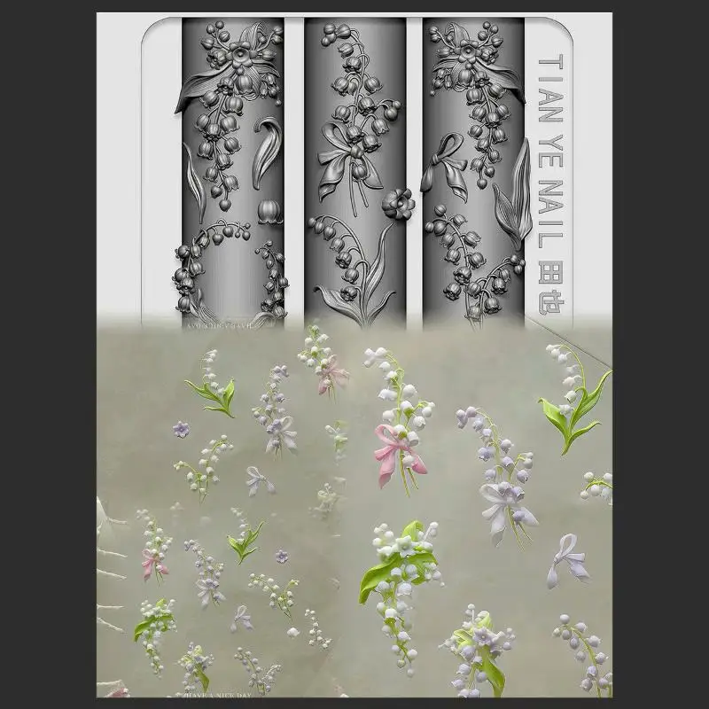 Flowers Series 3D Curved Nail  - đánh giá và giá Resin Art Template
