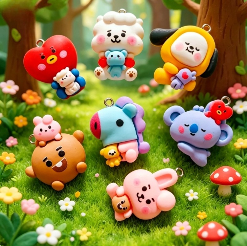 7pcs BT21 Resin Cartoon Charm  - đánh giá và giá Resin Art Craft