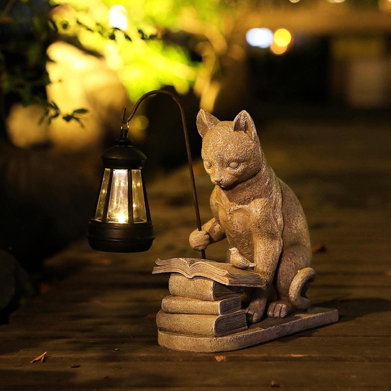 Cat Solar Garden Mini Statue S - đánh giá và giá Resin Art Lamp
