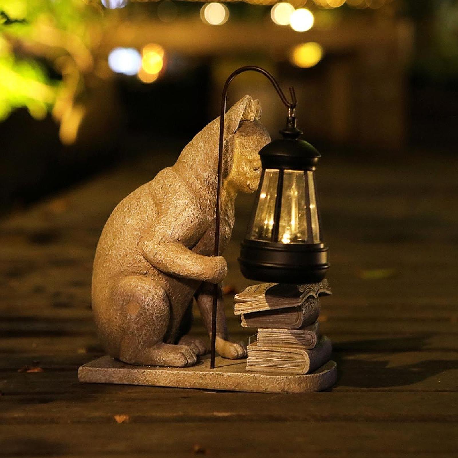 Cat Solar Garden Mini Statue S - đánh giá và giá Resin Art Lamp