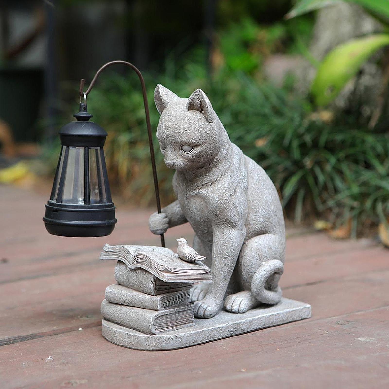 Cat Solar Garden Mini Statue S - đánh giá và giá Resin Art Lamp