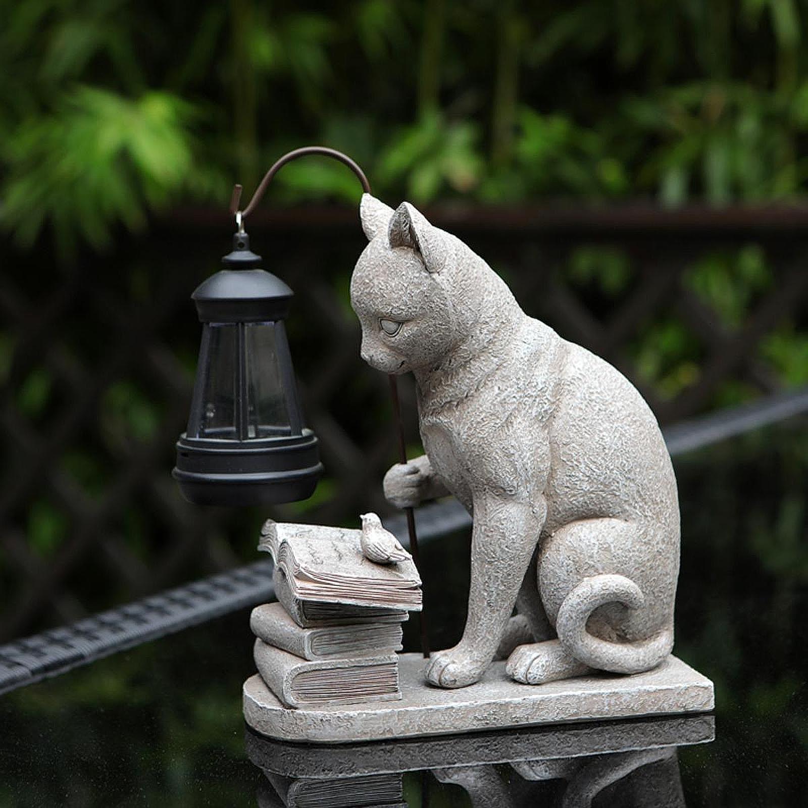 Cat Solar Garden Mini Statue S - đánh giá và giá Resin Art Lamp