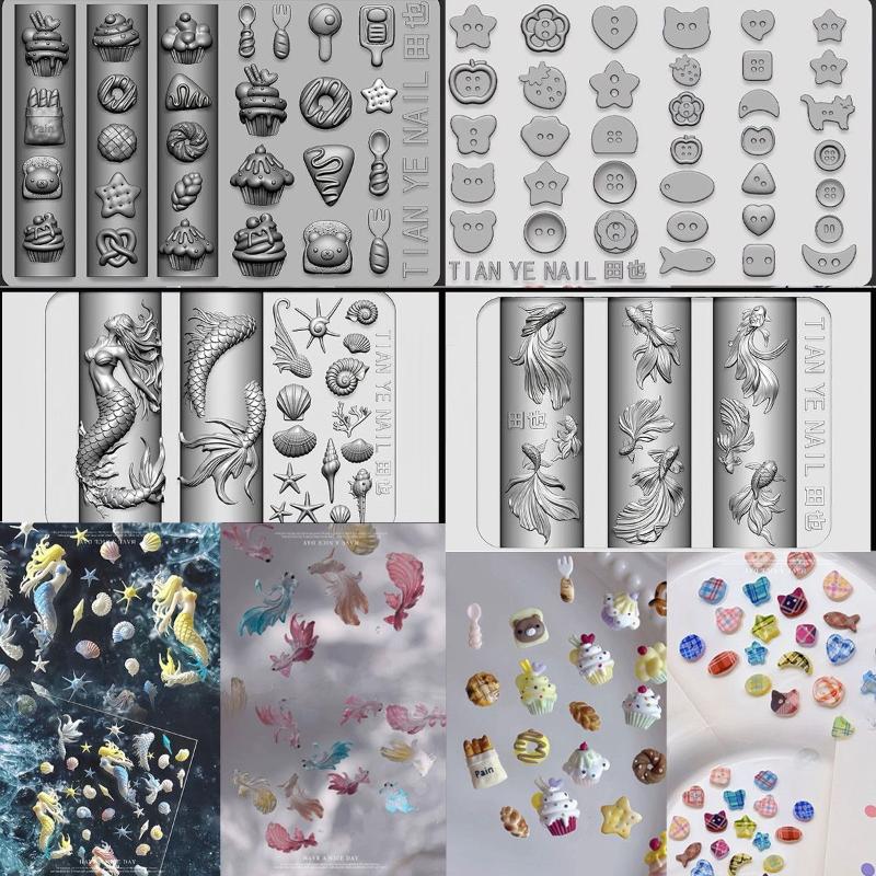 3D Soft Silicone Nail Ocean Me - đánh giá và giá Resin Art Template
