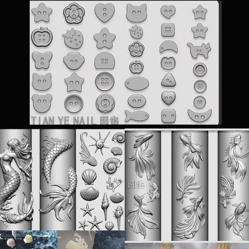 3D Soft Silicone Nail Ocean Me - đánh giá và giá Resin Art Template