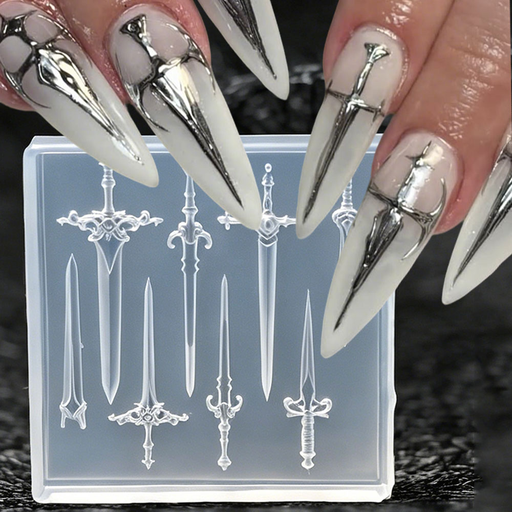 1pcs 3D Retro Punk Sword Nail  - đánh giá và giá Resin Art Template